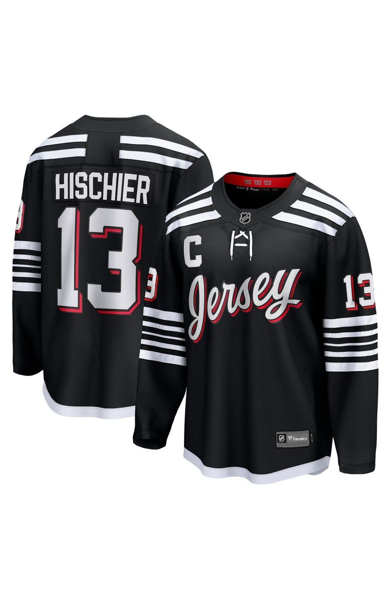 FANATICS Men's Fanatics Nico Hischier Black New Jersey Devils Alternate Premier Breakaway Player Jersey, Main, color, 