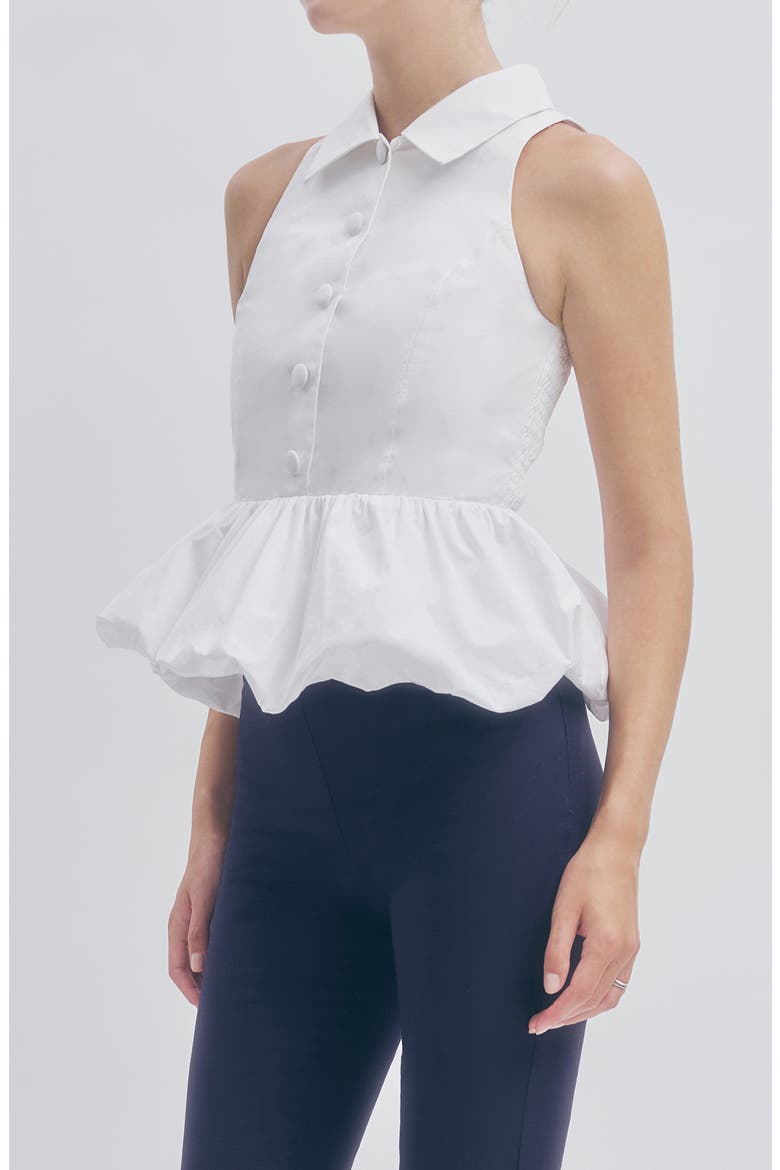 Fallon Cotton Bubble Hem Peplum Top, Alternate, color, WHITE