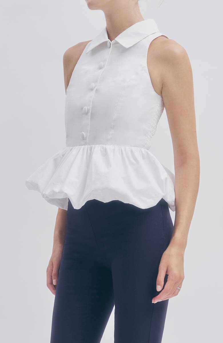 MAUDE CLUB Fallon Cotton Bubble Hem Peplum Top, Alternate, color, White