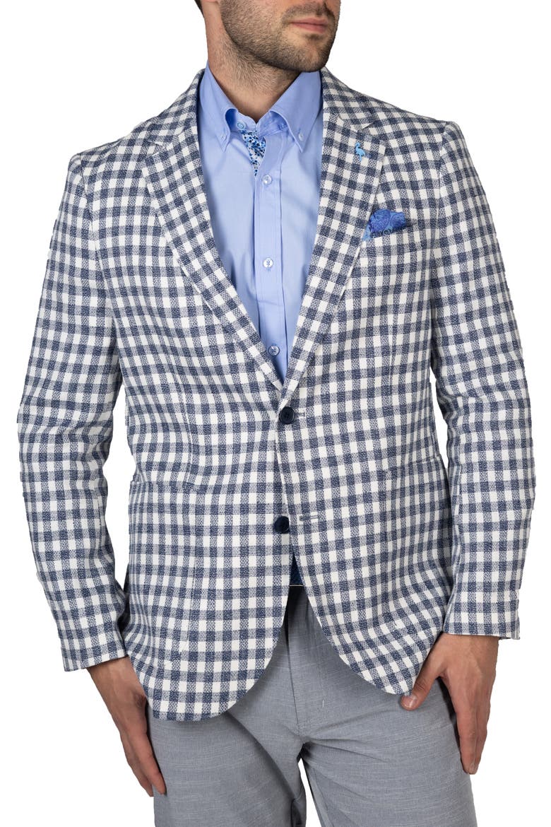 Textured Check Sport Coat, Main, color, ECRU/ NAVY