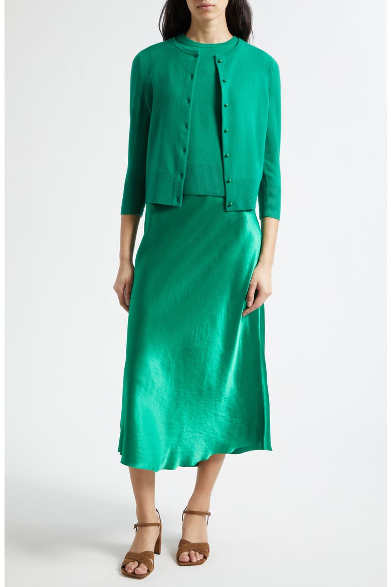Bias Satin Midi Skirt, Alternate, color, EMERALD