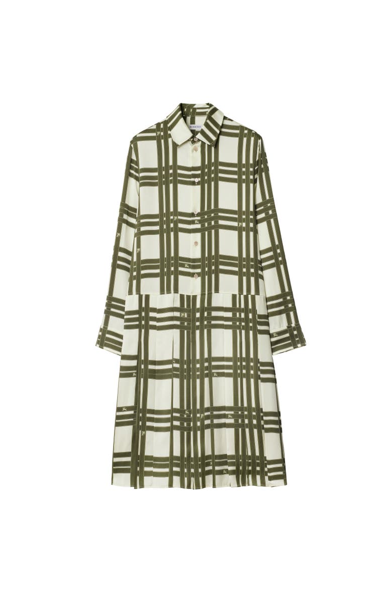 Burberry Ribbon Check Silk Dress, Alternate, color, Swamp