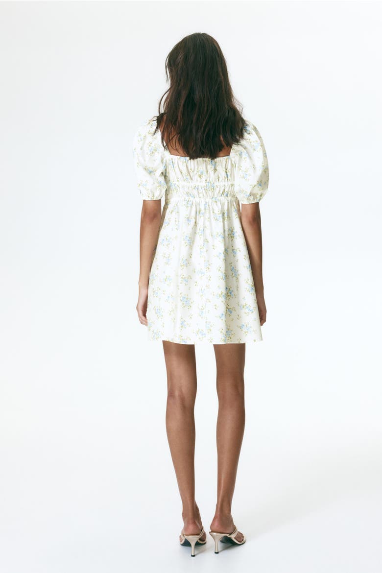 Puff-sleeved Poplin Dress, Alternate, color, Cream/floral