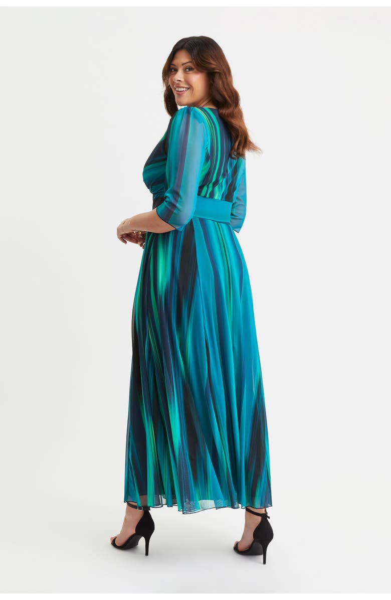 Scarlett & Jo Verity Ikat Print Maxi Gown, Alternate, color, Green Ikat
