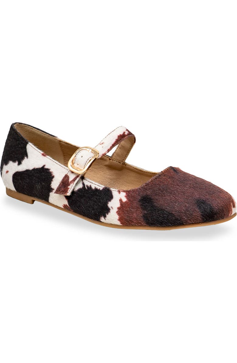 CHASE AND CHLOE Meli Faux Fur Mary Jane Flat, Main, color, Tan