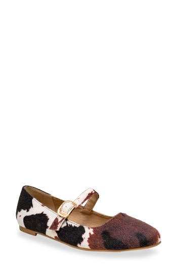 Chase & Chloe Chase And Chloe Meli Faux Fur Mary Jane Flat In Brown