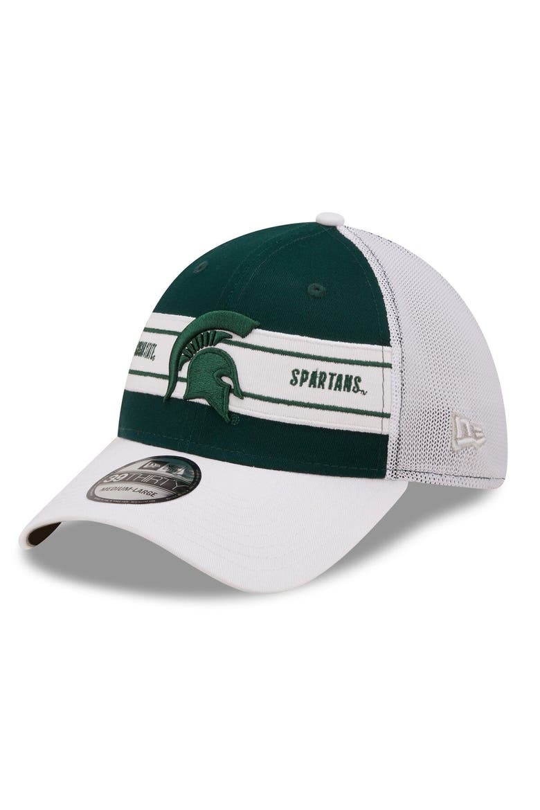 Men's New Era Green/White Michigan State Spartans Banded 39THIRTY Flex Hat, Main, color, Green
