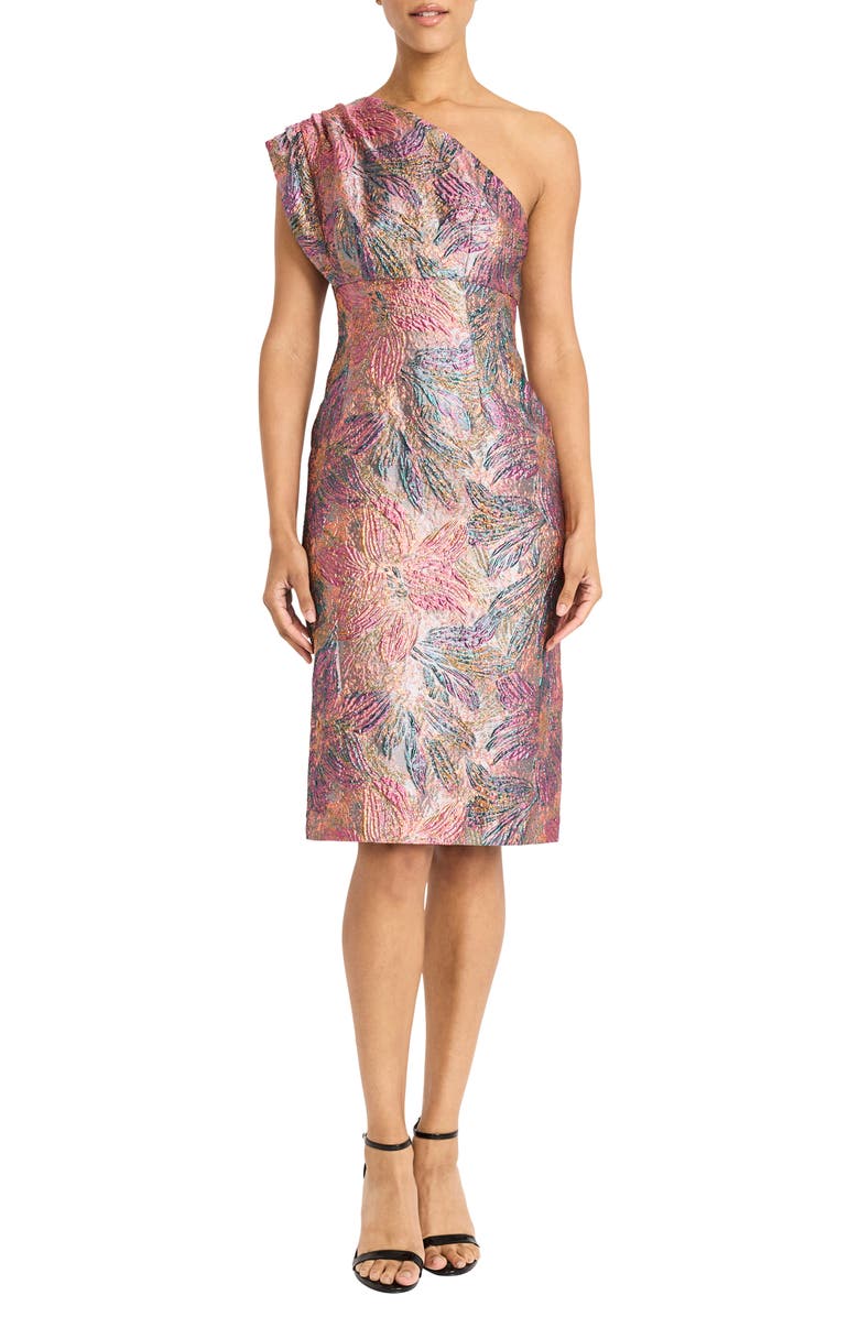 Maggy London Brocade One-Shoulder Cocktail Dress, Main, color,
