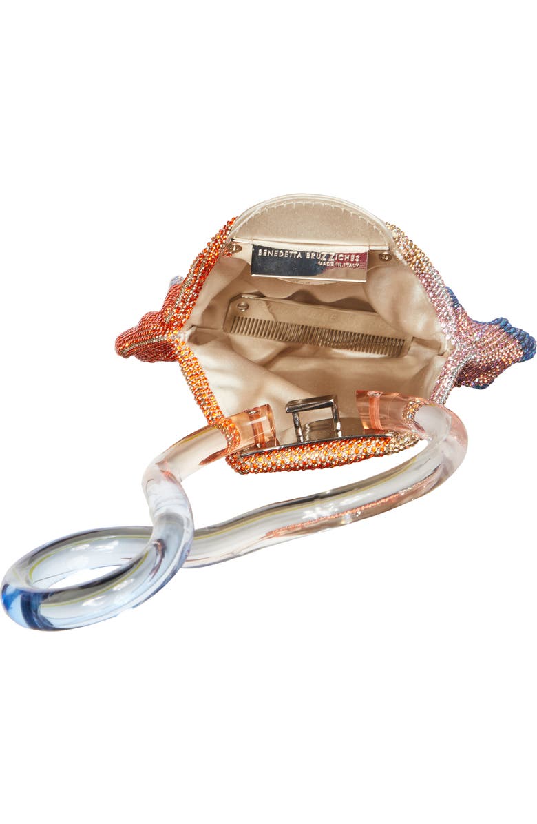 Benedetta Bruzziches Little Casper Stripe Sirenuse Crystal Mesh Clutch, Alternate, color,