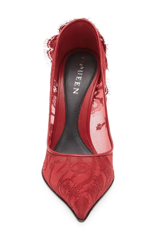 Alexander Mcqueen Mcqueen Drape Lace Pointed Toe Pump In Red
