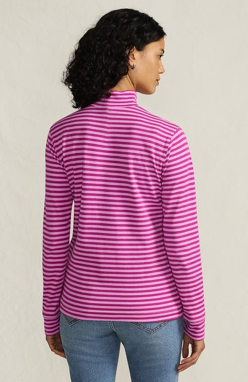 Lands' End Relaxed Cotton Long Sleeve Mock Turtleneck In Purple