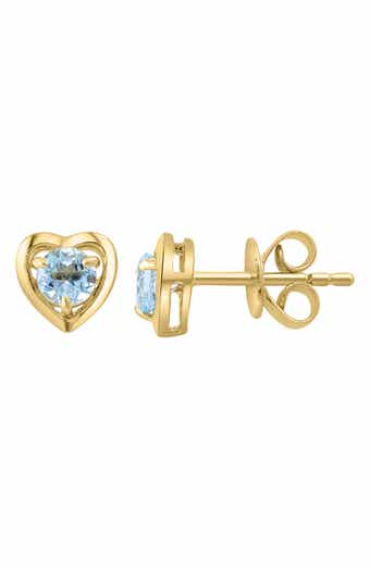 Blue Topaz Heart Stud Earrings