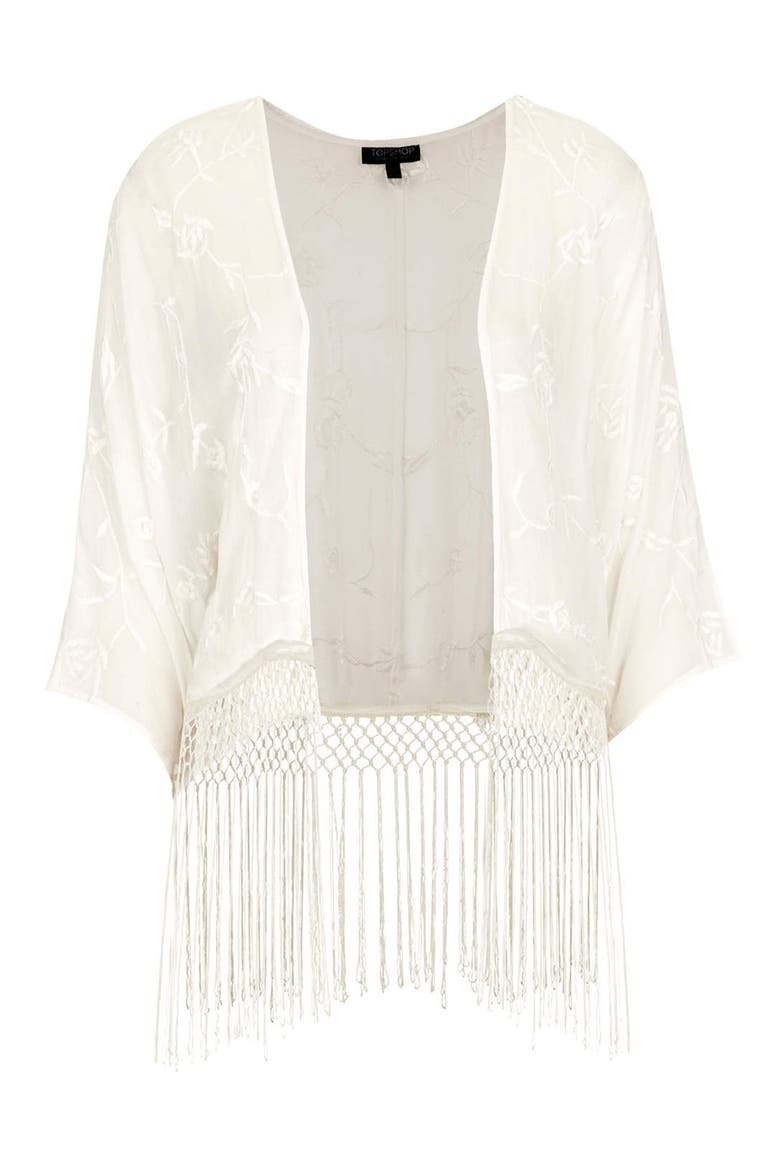 Kimono Sleeve Fringe Cardigan, Main, color, CREAM