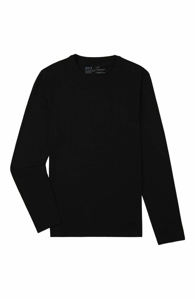 Pact Organic Cotton Luxe Stretch Jersey Slim Long Sleeve Tee, Alternate, color, Black