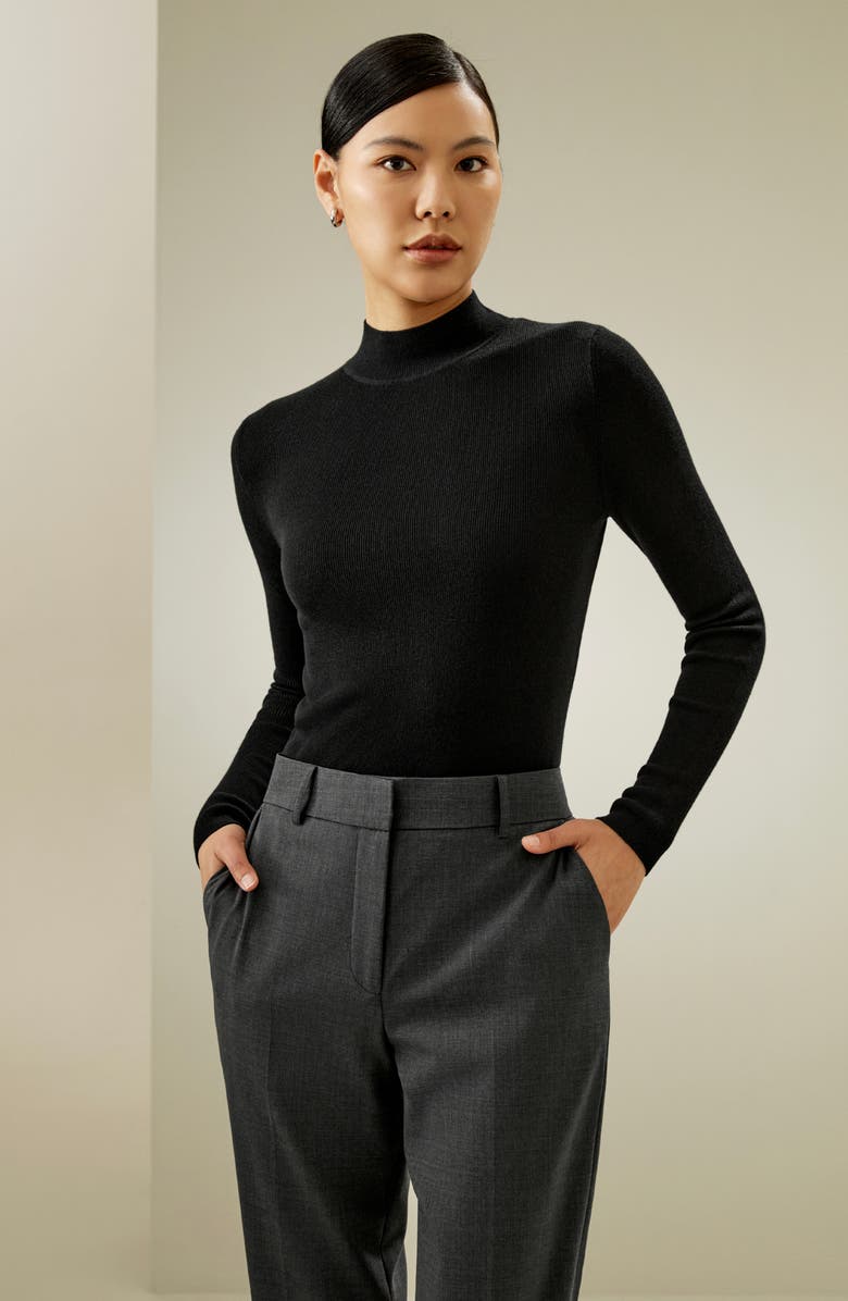 Lilysilk Women's Essential Cashmere Blend Sweater Top, Alternate, color, Black