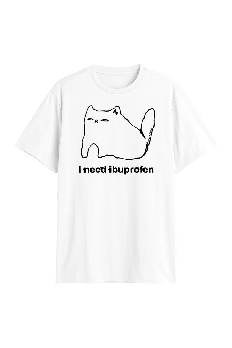 Men's Lost Gods I need Catbuprofen  Graphic T-Shirt, Main, color, White