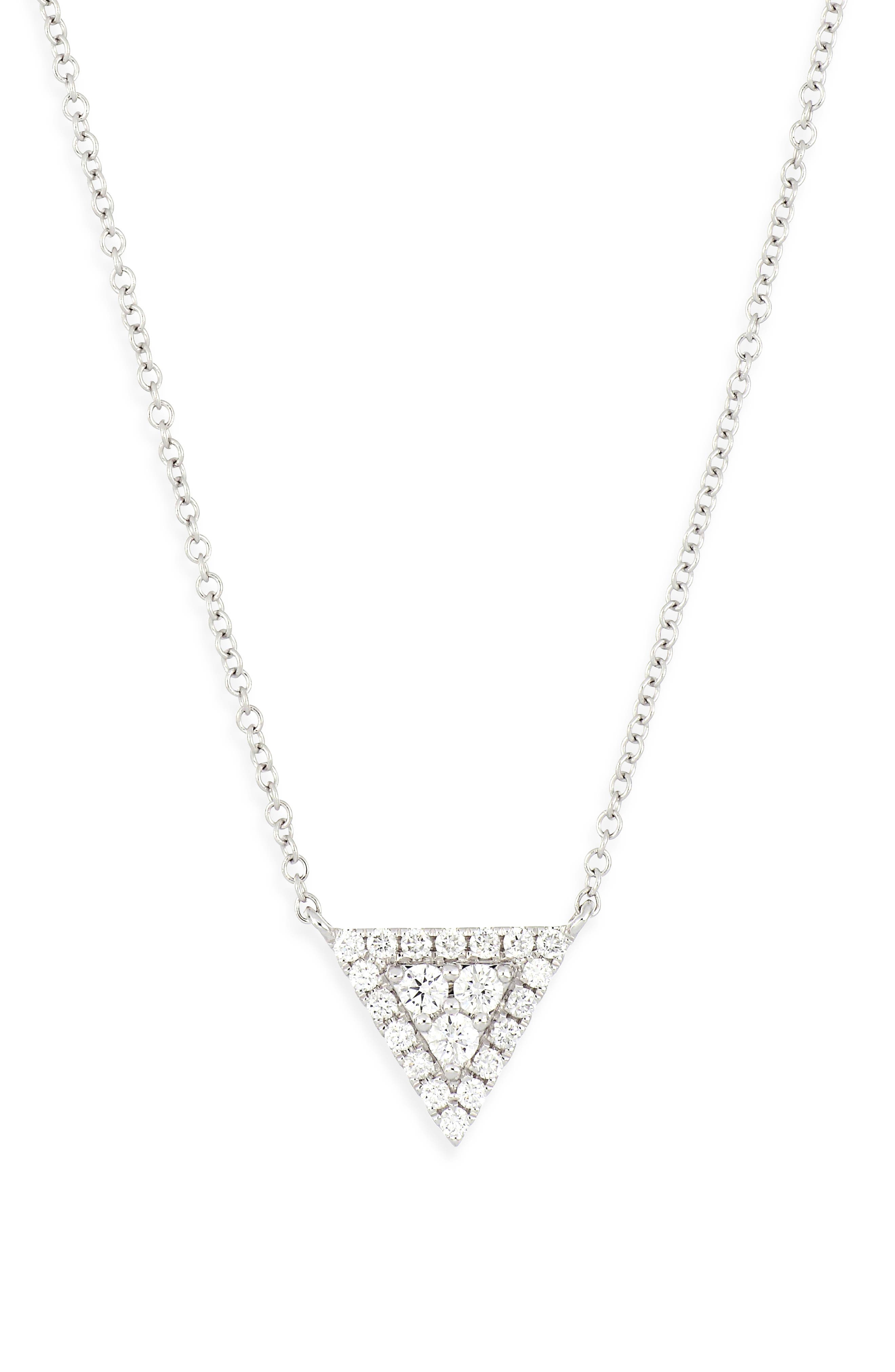 Bony Levy Mika 18K White Gold Diamond Triangle Pendant Necklace