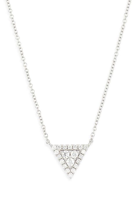 Mika 18K White Gold Diamond Triangle Pendant Necklace