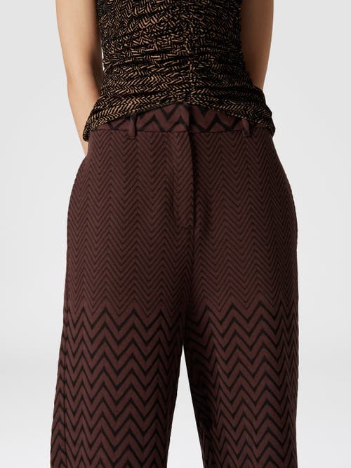 Missoni Classic Zigzag Cotton And Viscose Trousers In Brown