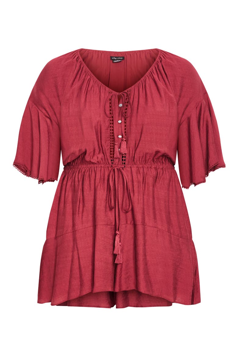Harlow Tassel Tie Romper, Alternate, color, SHIRAZ