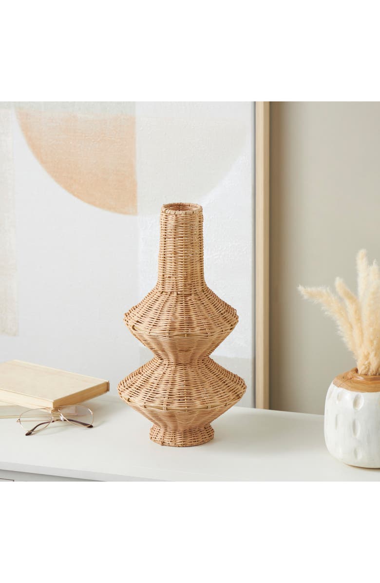 GINGER BIRCH STUDIO Rattan Vase, Alternate, color, Brown
