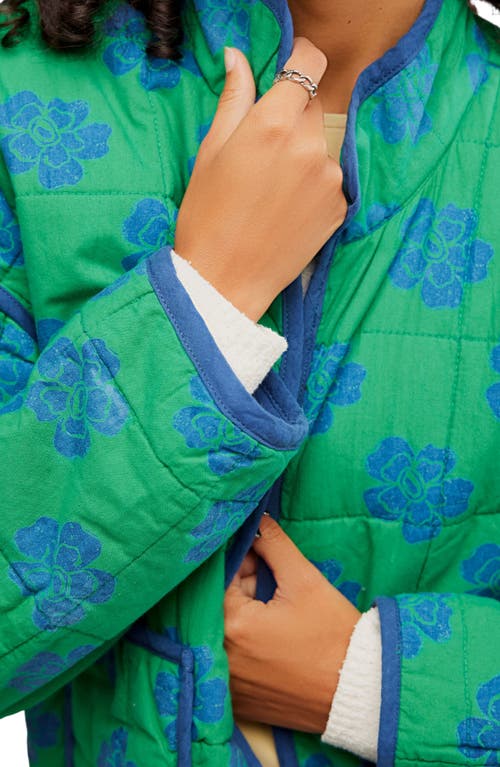 Shop Free People Chloe Print Jacket In Grass Combo