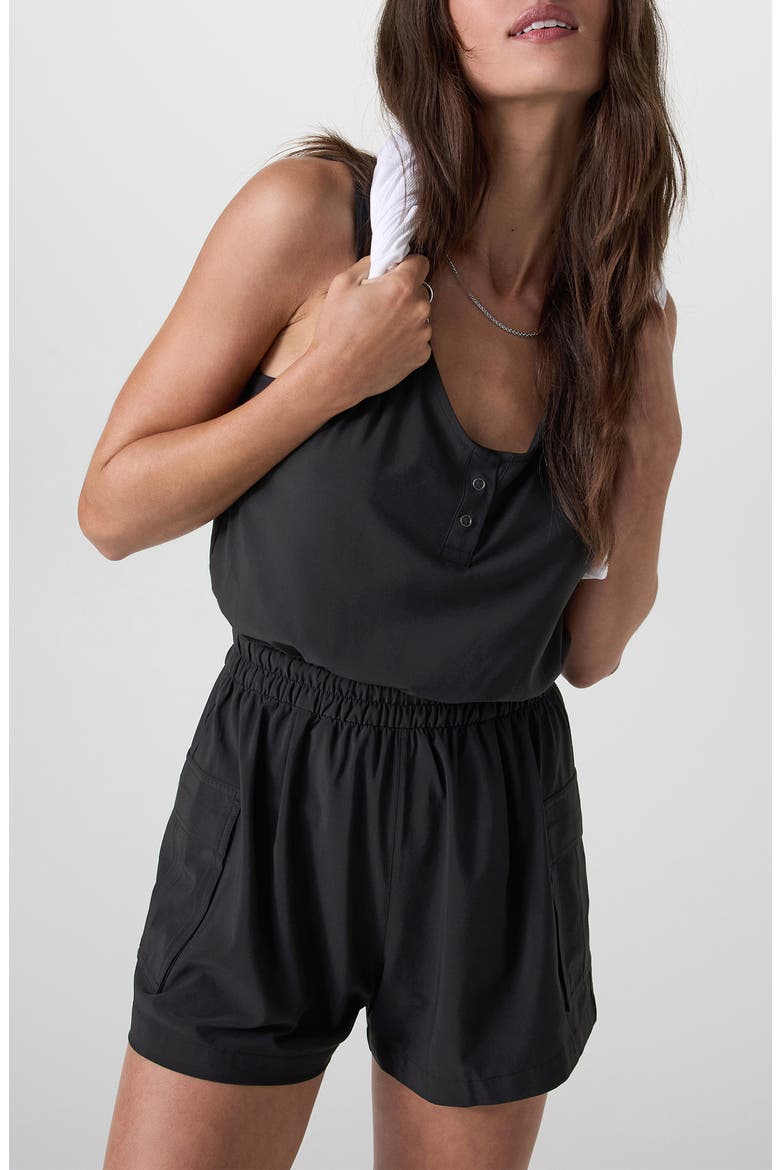 Villa Utility Stretch Romper, Alternate, color, BLACK