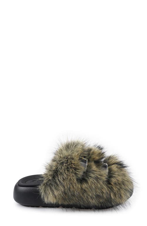 Zigi Fire Faux Fur Platform Sandal In Green