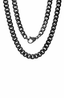 Men's Black Ion-Plated Curb Chain Necklace