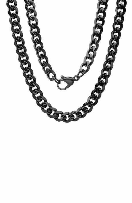 Men's Black Ion-Plated Curb Chain Necklace