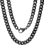STEELTIME Men's Black Ion-Plated Curb Chain Necklace