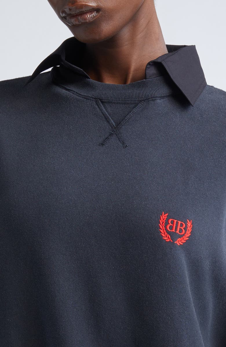 Balenciaga Hybrid Long Sleeve Cotton Sweatshirt Minidress, Alternate, color, Faded Washed Black