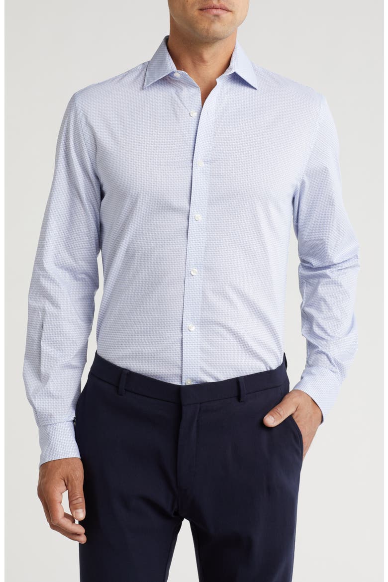 All Season Slim Fit Stretch Dress Shirt, Main, color, GLACIER