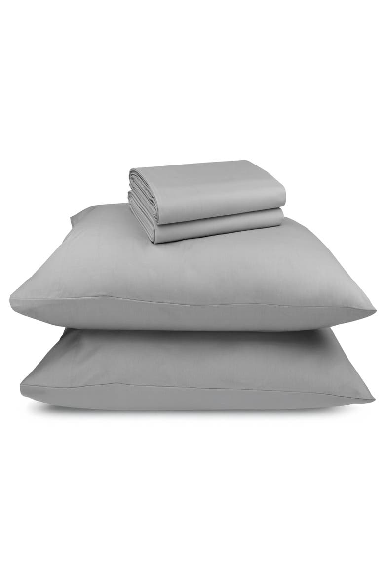 Signature Comfort 100% Egyptian Cotton Breatheable Percale Sheet Set, Main, color, Light Grey