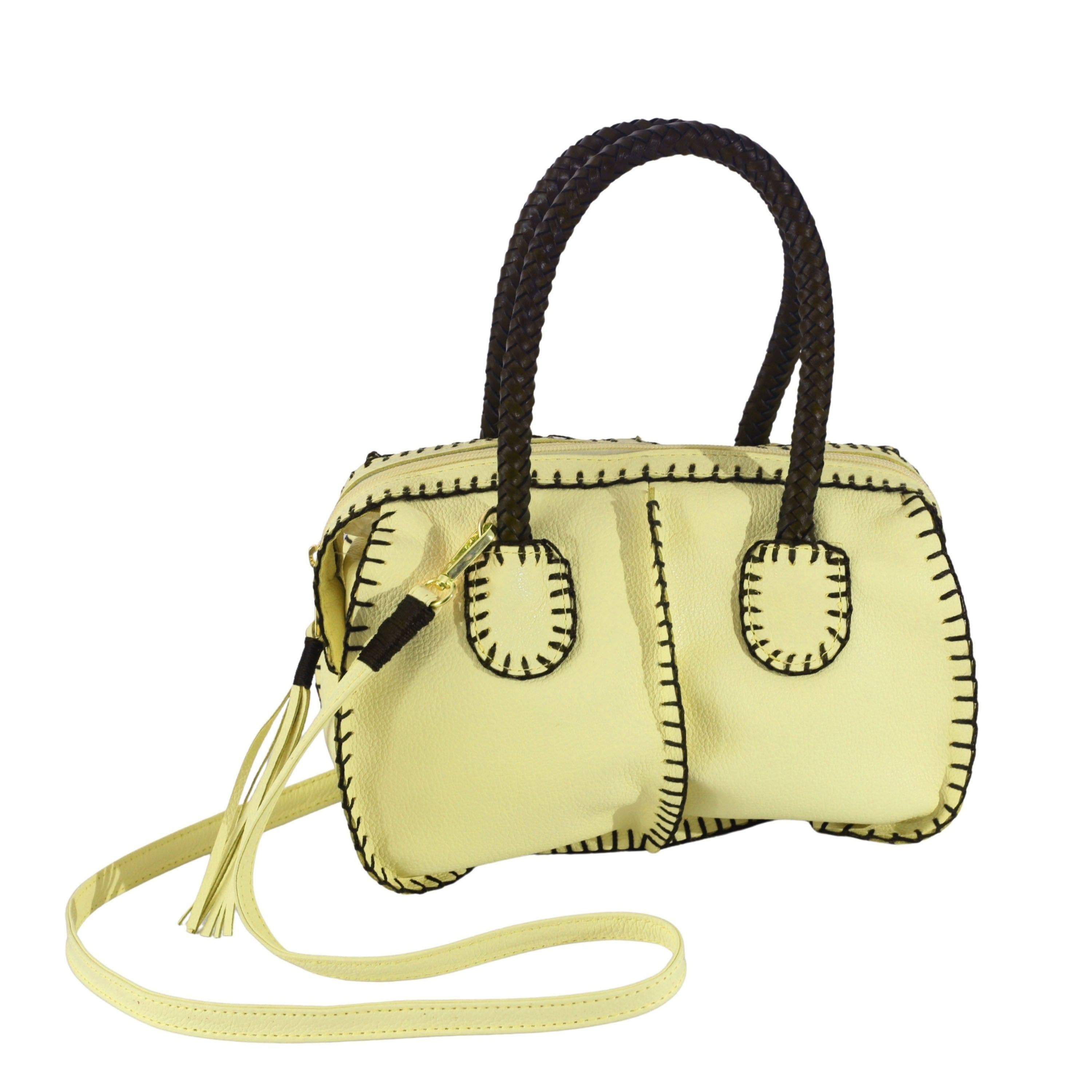 Mini Barrel Leather Bag, Main, color, Lemon