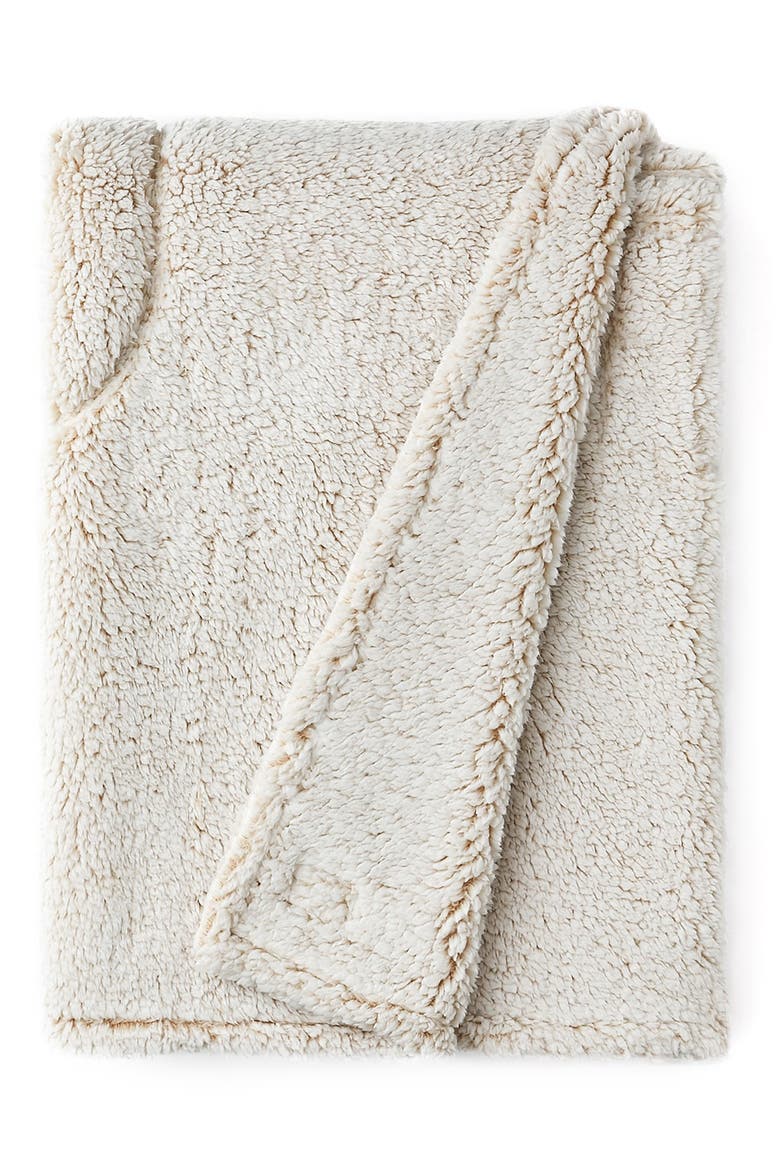 Fleece Logo Throw Blanket, Alternate, color, LIGHT SAND