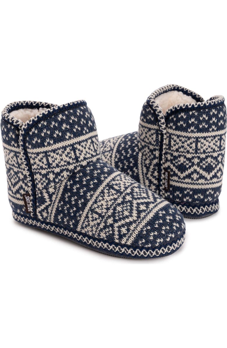 MUK LUKS Leigh Bootie Slipper, Alternate, color, Dark Blue