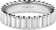 DEVATA Ribbed Band Ring in Rhodium Plated Sterling Silver