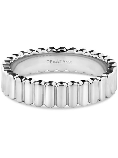 Devata Ribbed Band Ring In Metallic