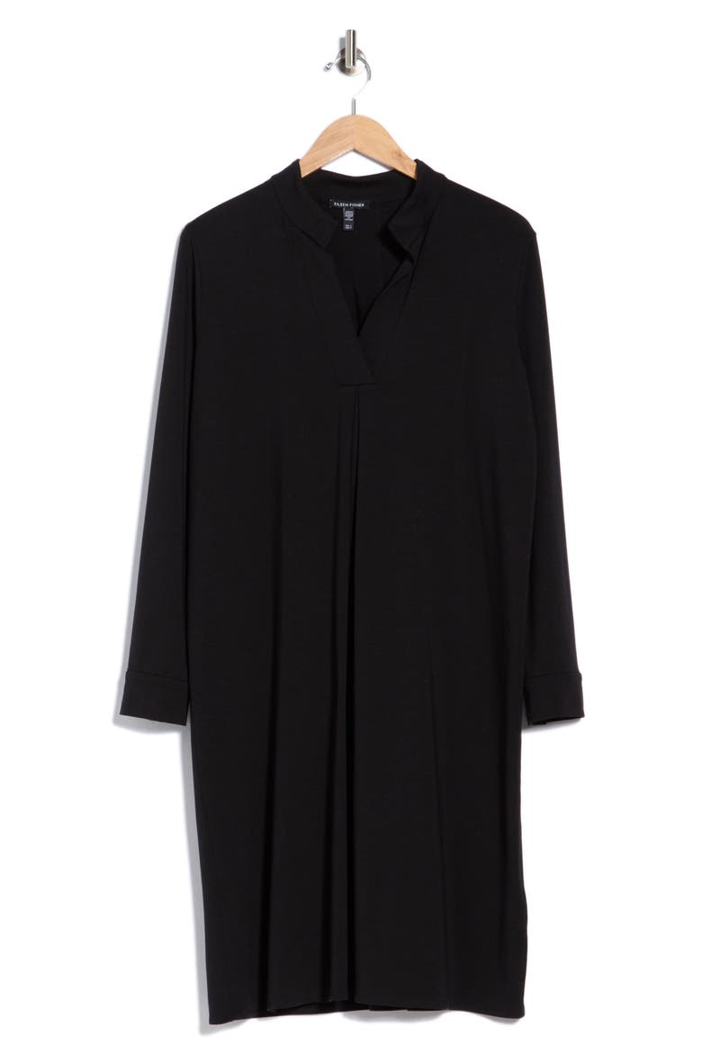 Long Sleeve Shift Dress, Main, color, BLACK