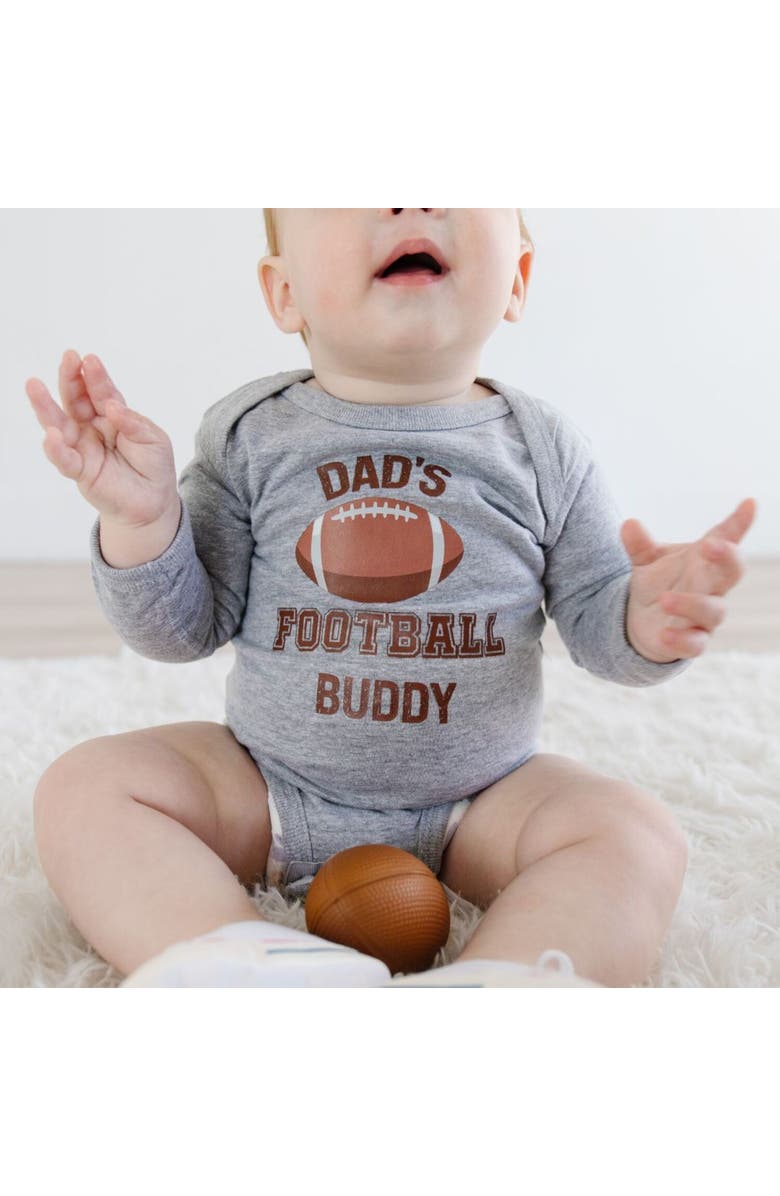 Sweet Wink Dad's Football Buddy Long Sleeve Bodysuit, Alternate, color, Grey