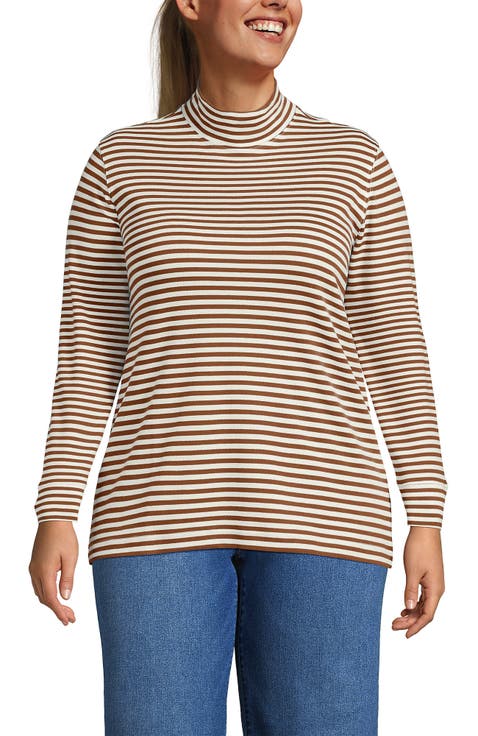 Relaxed Cotton Long Sleeve Mock Turtleneck