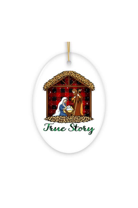 True Story Plaid Nativity Ornament