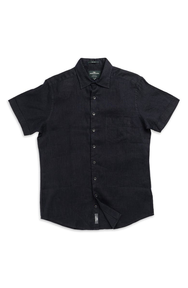 Rodd & Gunn Palm Beach Sports Fit Short Sleeve Linen Button-Up Shirt, Alternate, color, Midnight