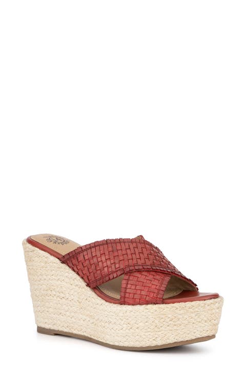 Lorie Leather Espadrille Platform Wedge Sandal (Women)