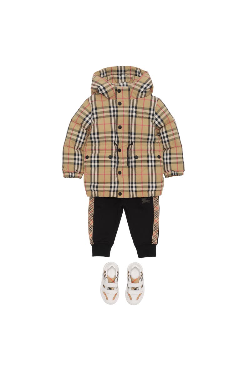 Burberry Check Nylon Puffer Coat, Alternate, color, Sand Beige