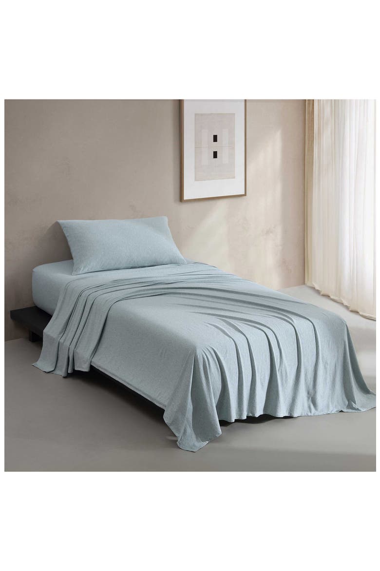 Mélange Cotton Blend Jersey Sheet Set, Alternate, color, LT-PASTEL BLUE