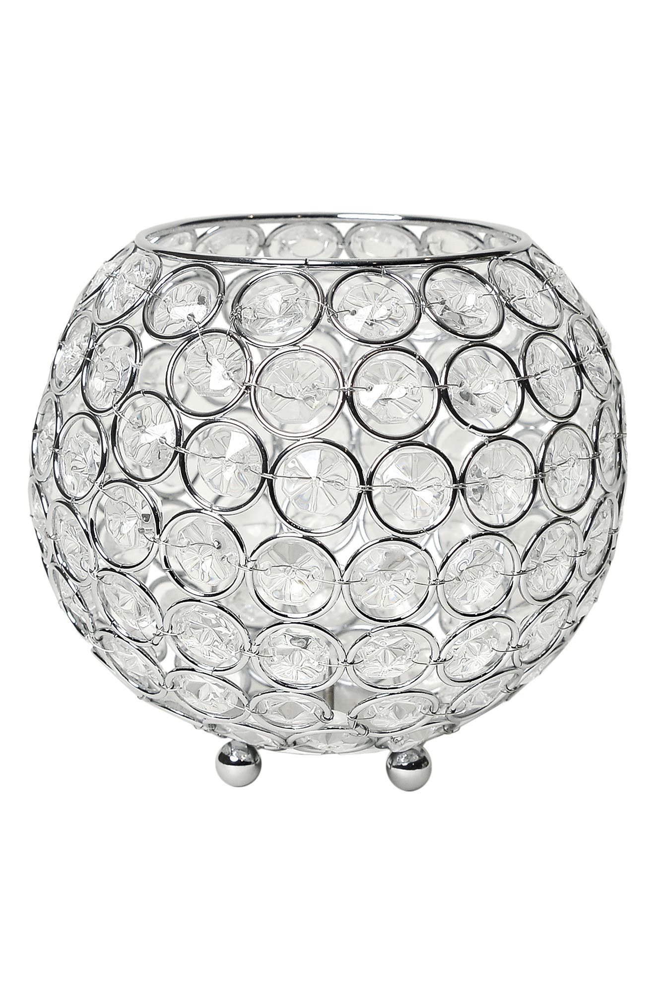 LALIA HOME Elipse Crystal Circular Bowl Candle Holder