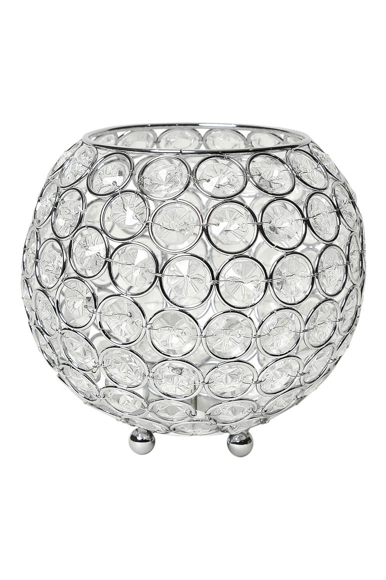Elipse Crystal Circular Bowl Candle Holder, Main, color, CHROME