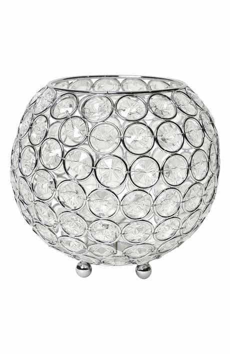 LALIA HOME Elipse Crystal Circular Bowl Candle Holder